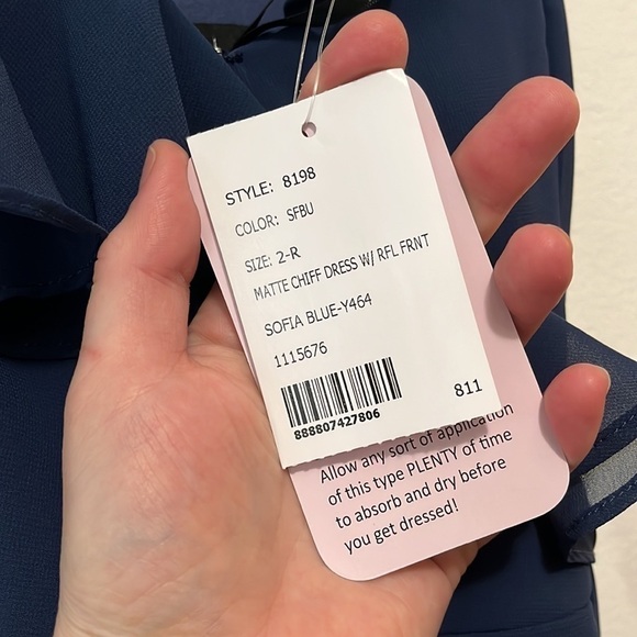 Dessy Collection Social Bridesmaids Blue 8198 Crepe Ruffled High Low Wrap Dress - Picture 5 of 7